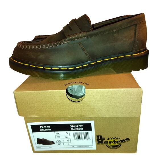 Dr. Martens Penton Crazy Horse Loafers – Dark Brown Women’s 7 EU 38 – Worn Once - Picture 2 of 9